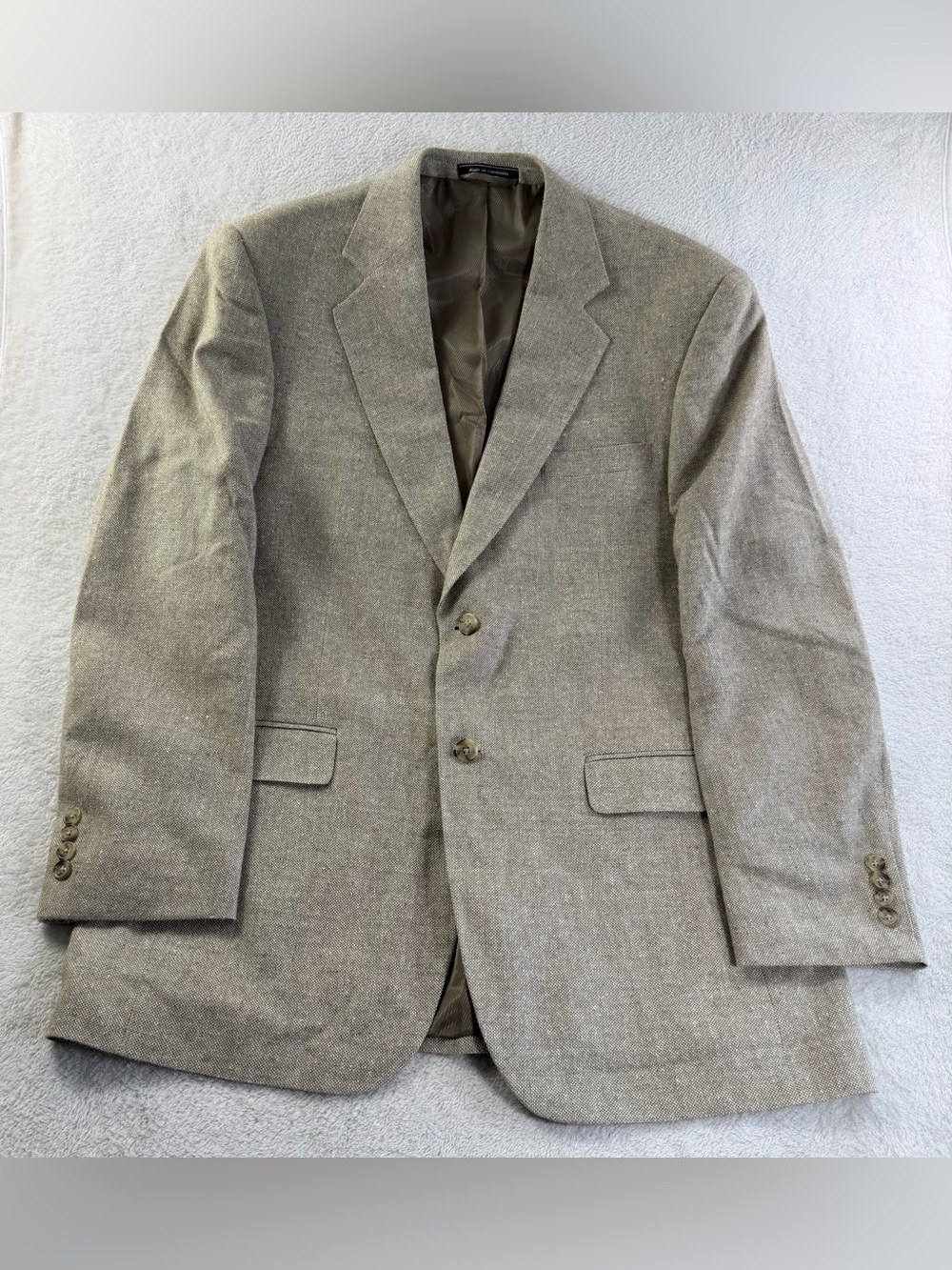 Statements BT Men 42L 100% Silk Textured Oatmeal Taupe Blazer Sport Coat